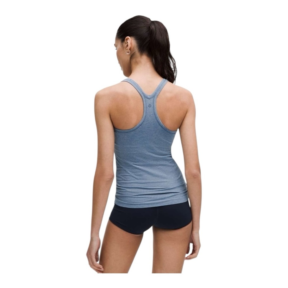 Lululemon Ebb to Street Tank Top B/C Cup Yoga Seamless Washed Denim Size 12 NWT - Picture 2 of 8